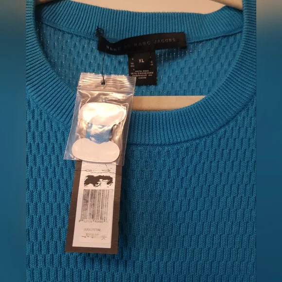 Marc by Marc Jacobs Sweater Blue Knit Pullover XL Cotton Silk Cashmere